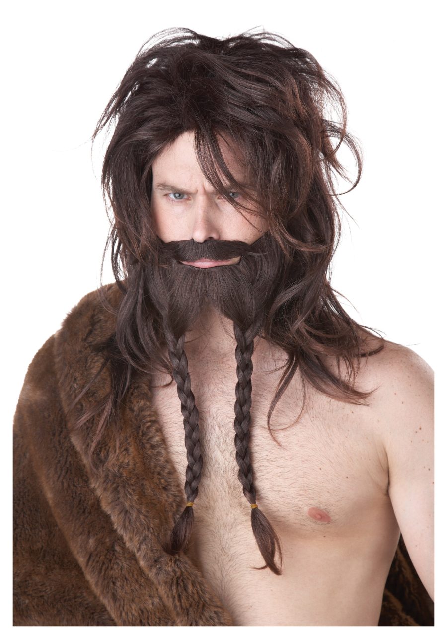 Brown Viking Wig, Beard and Mustache Costume Set for Men