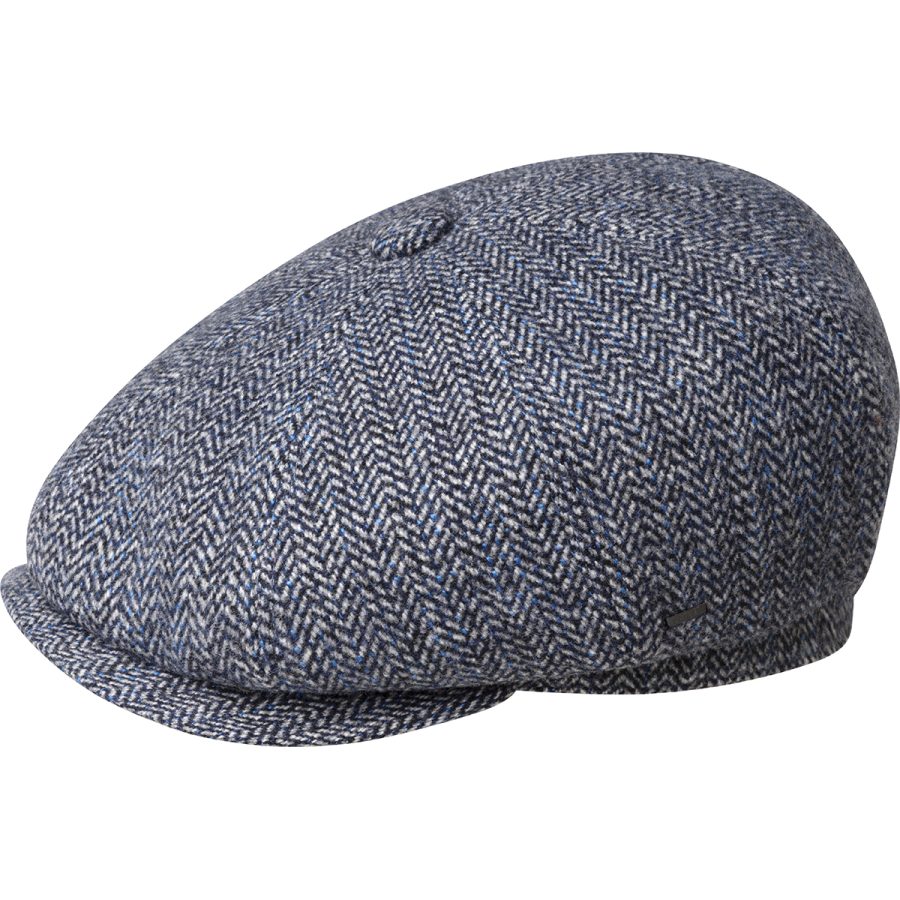 Cassell Newsboy Cap - Navy Herringbone / L