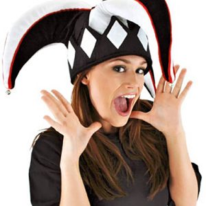 Court Jester Plush Black & White Hat