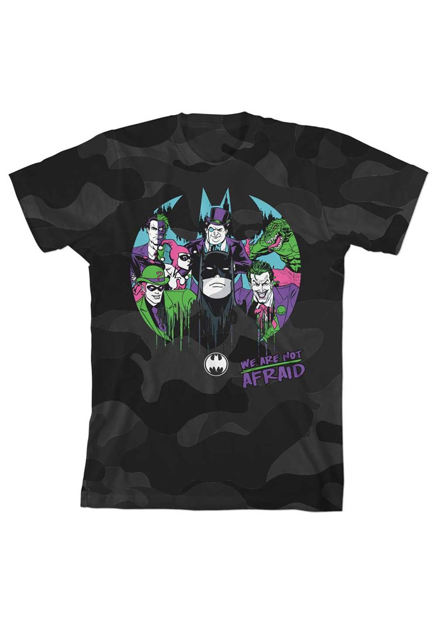 DC Comics Batman We Are Not Afraid Camo Youth Tee