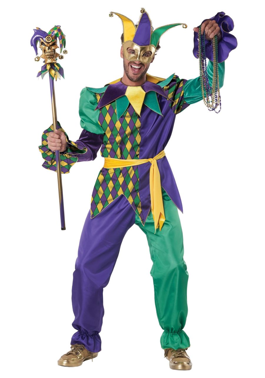 Deluxe Mardi Gras Jester Costume for Men