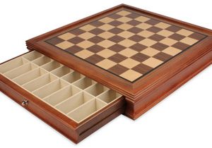 Deluxe Two-Drawer Walnut Chess Case - 1.7 Squares