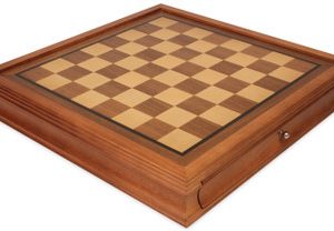 Deluxe Two Drawer Walnut Chess Case with 1.625 Squares - Offset Drawer Option