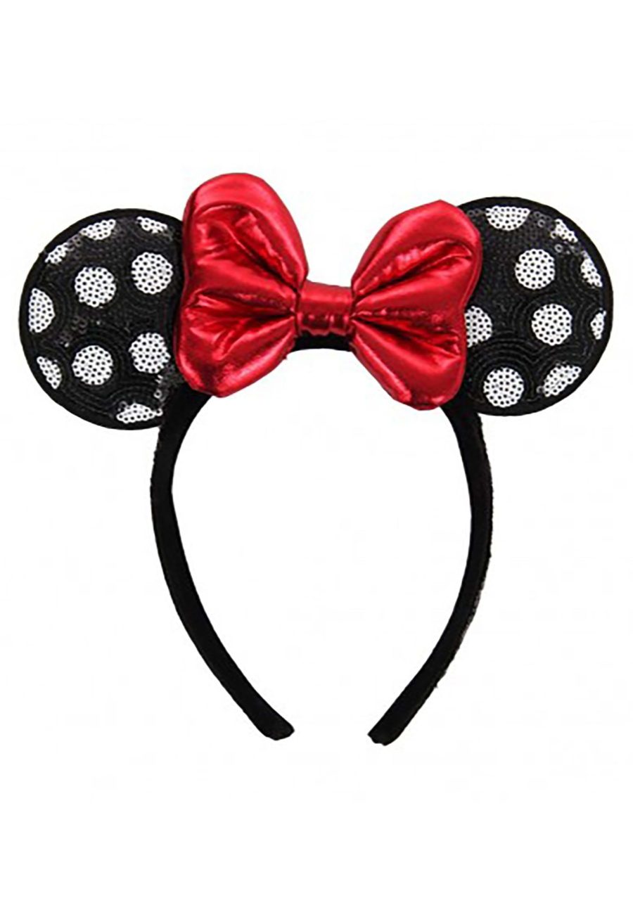 Disney Minnie Mouse Polka Dot Sequined Costume Ears Headband