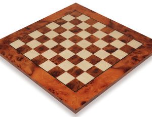 Elm Burl & Erable Deluxe Chess Board - 1.5 Squares