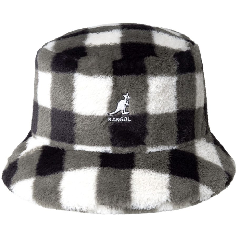 Faux Fur Bucket - Black Check / L