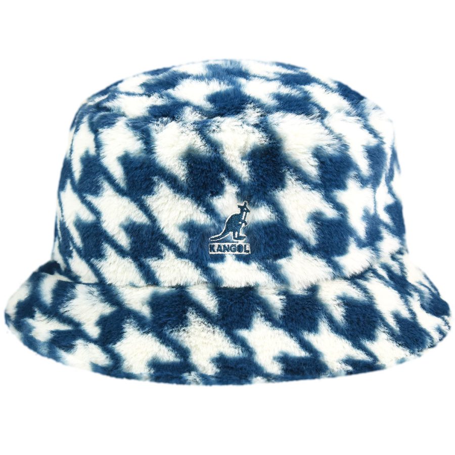 Faux Fur Bucket - Blue Houndstooth/S