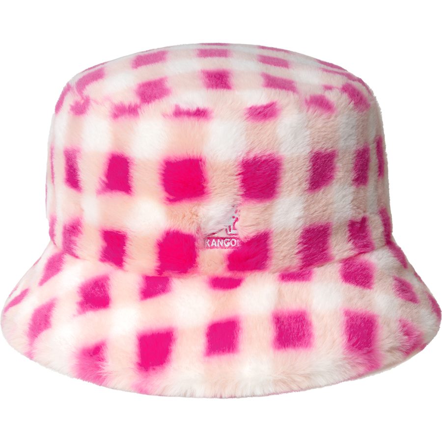 Faux Fur Bucket - Pink Gingham / L