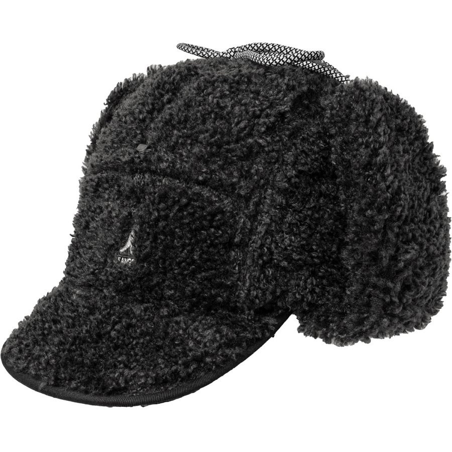 Faux Shearling Utility Flap Cap - Black/1SFM