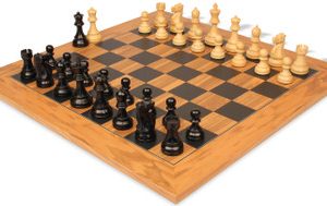 Fischer-Spassky Commemorative Chess Set Ebony & Boxwood Pieces with Olive Wood & Black Board - 3.75 King