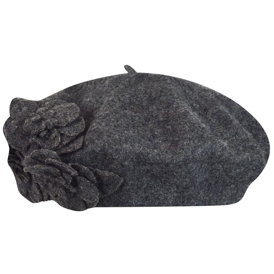 Flower Beret - Charcoal Heather/1SFM