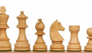 German Knight Carry-All Chess Set Ebonized & Boxwood Pieces - Blue