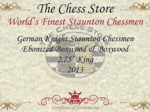 German Knight Staunton Chess Set Ebonized & Boxwood Pieces with Mahogany Chess Box - 3.25 King