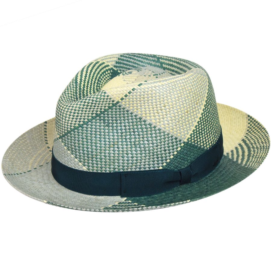 Giger Panama Fedora - Blue Surf Plaid/L