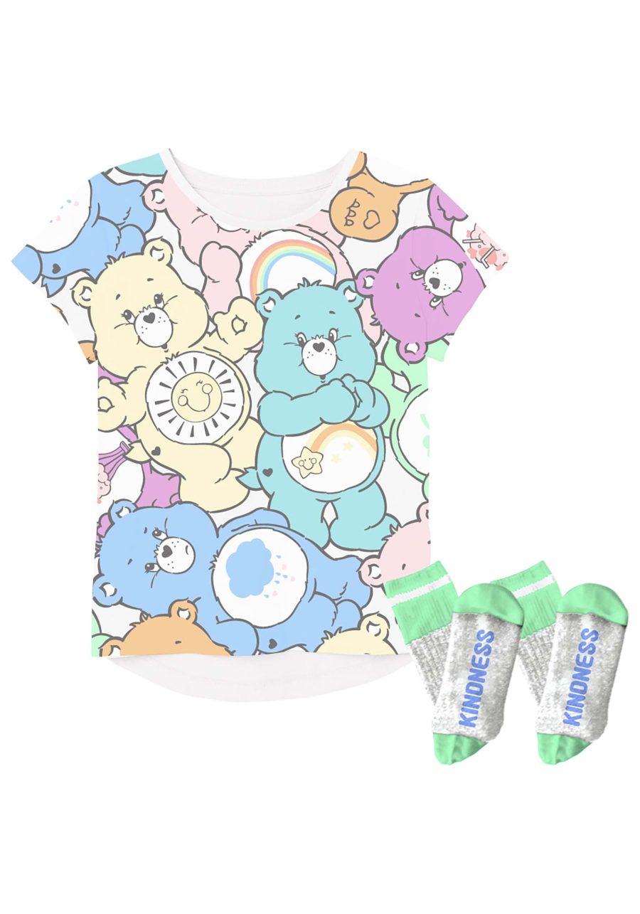 Girl's AOP Care Bears Shirt & Sock Bundle