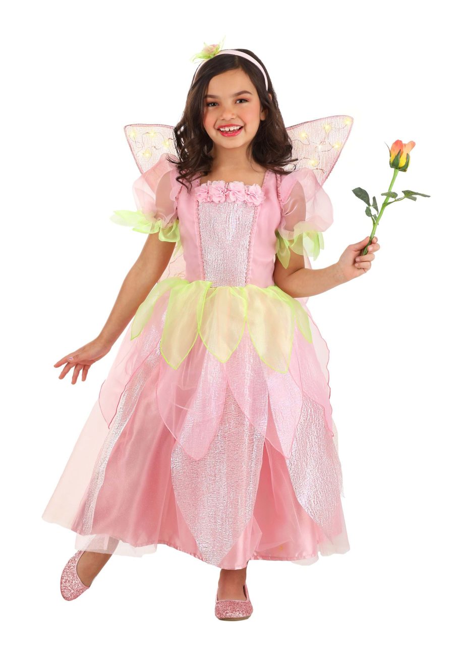 Girl's Deluxe Rose Fairy Costume