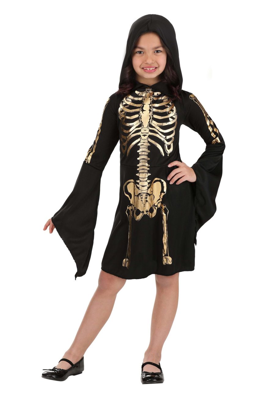 Girl's Gilded Skeleton Dress Costume