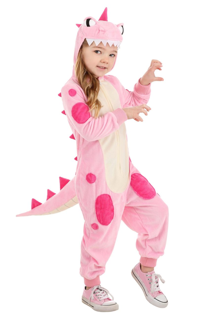 Girl's Toddler Pink Dinosaur Onesie Costume