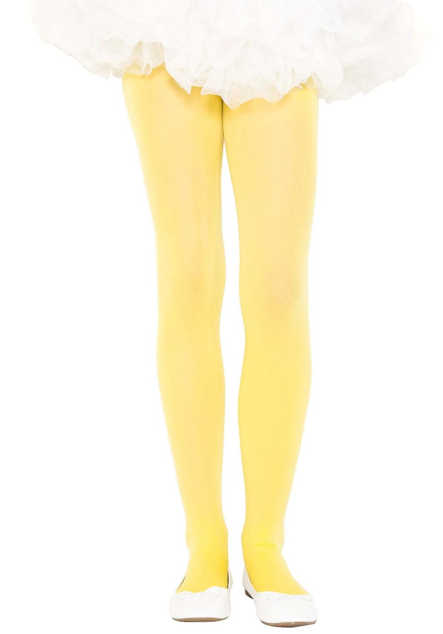 Girl's Yellow Opaque Tights