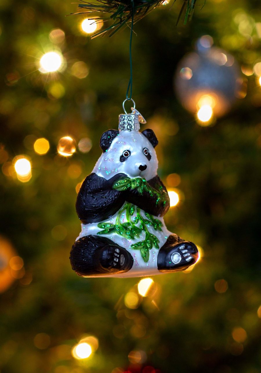 Glass Blown Hanging Panda Bear Ornament