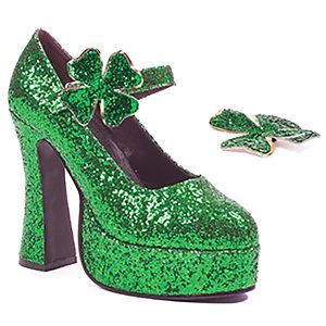 Green Glitter Mary Jane Women's Platform Shoes