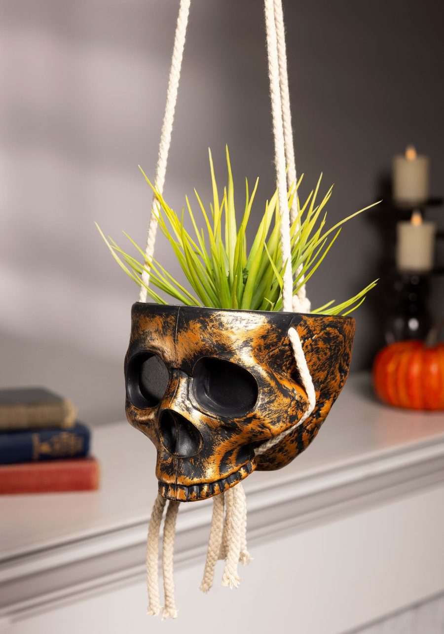 Hanging Skull Gold Color Planter