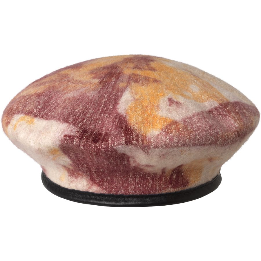 Heathered Tie Dye Beret - Cranberry/Papaya Milk / L