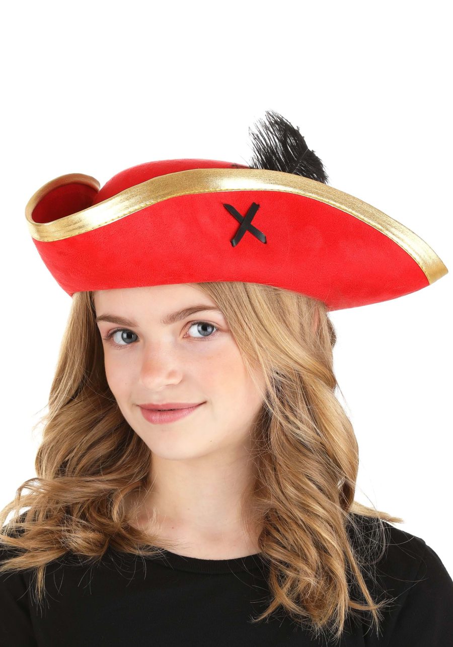 Kid's Red Skull and Crossbones Pirate Costume Hat