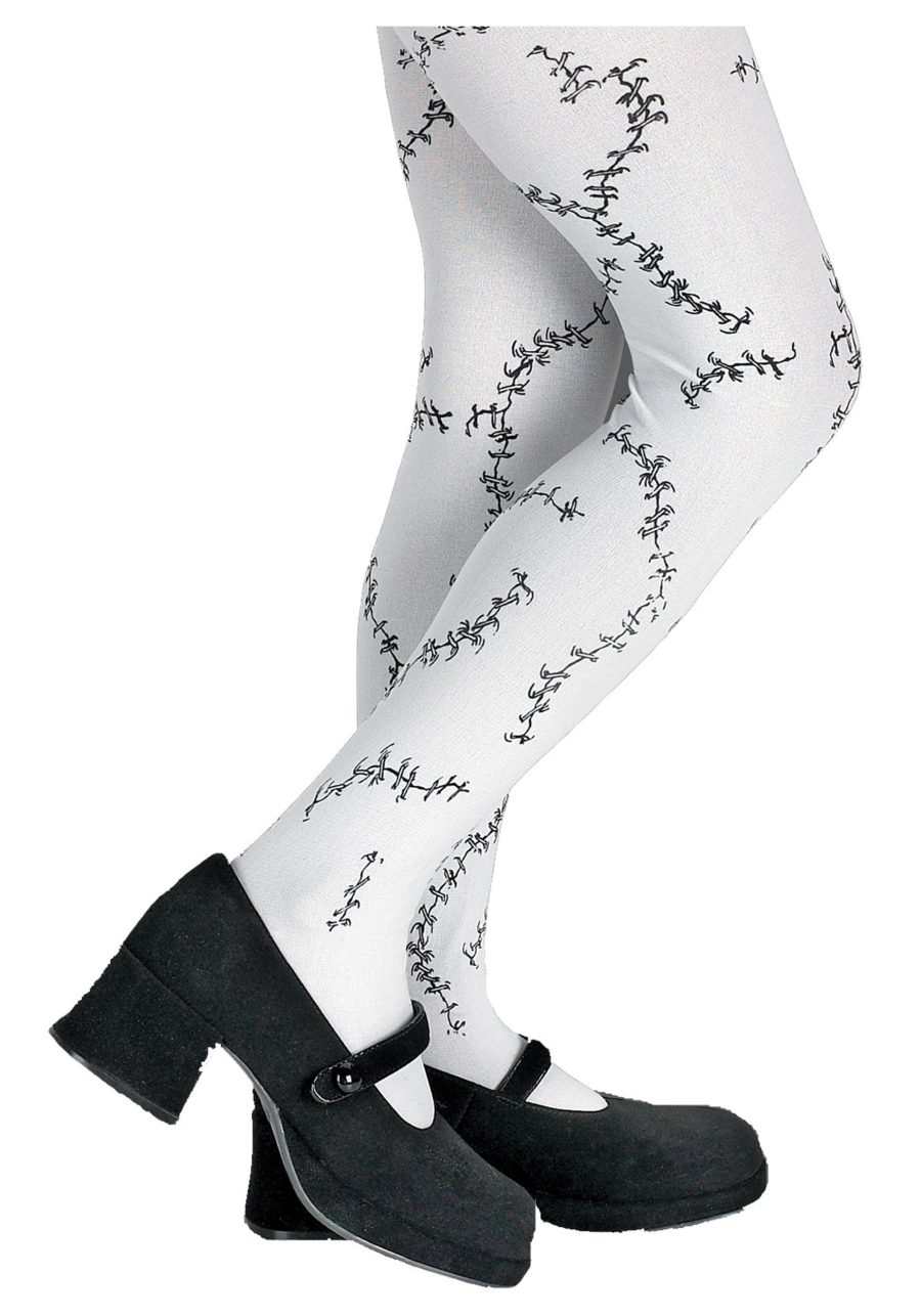 Kids White Stitched Tights