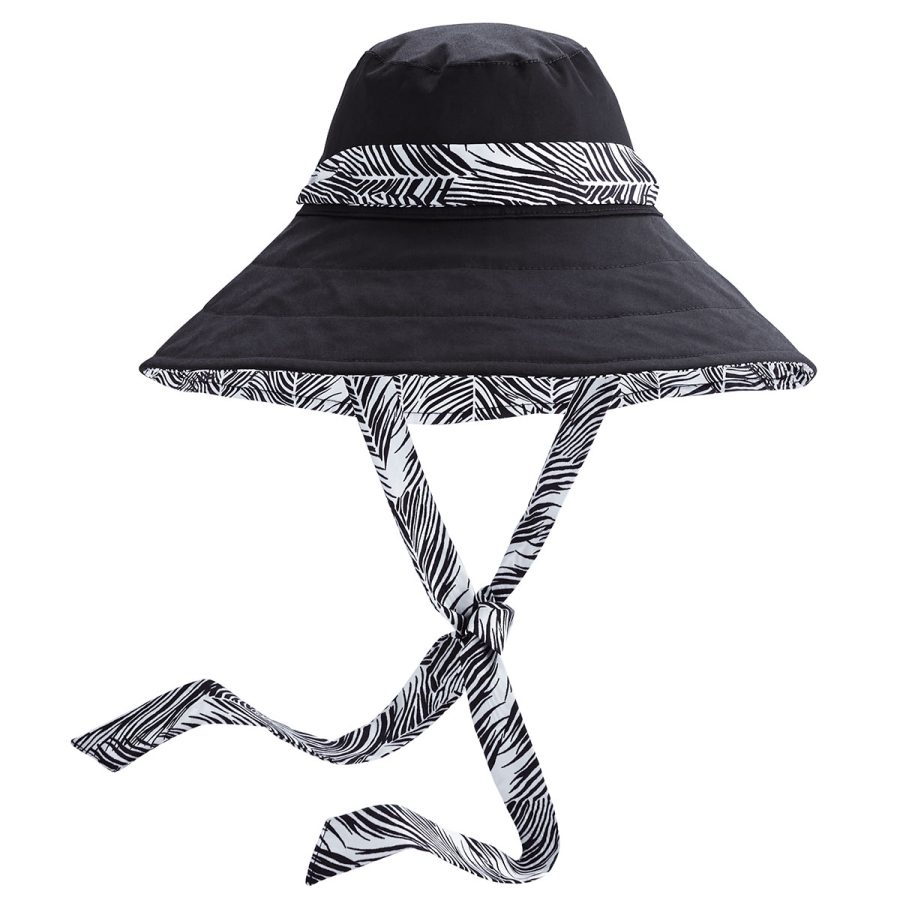 Kristen Sateen Bucket Hat - Black/White Grand Palm / 1SFM