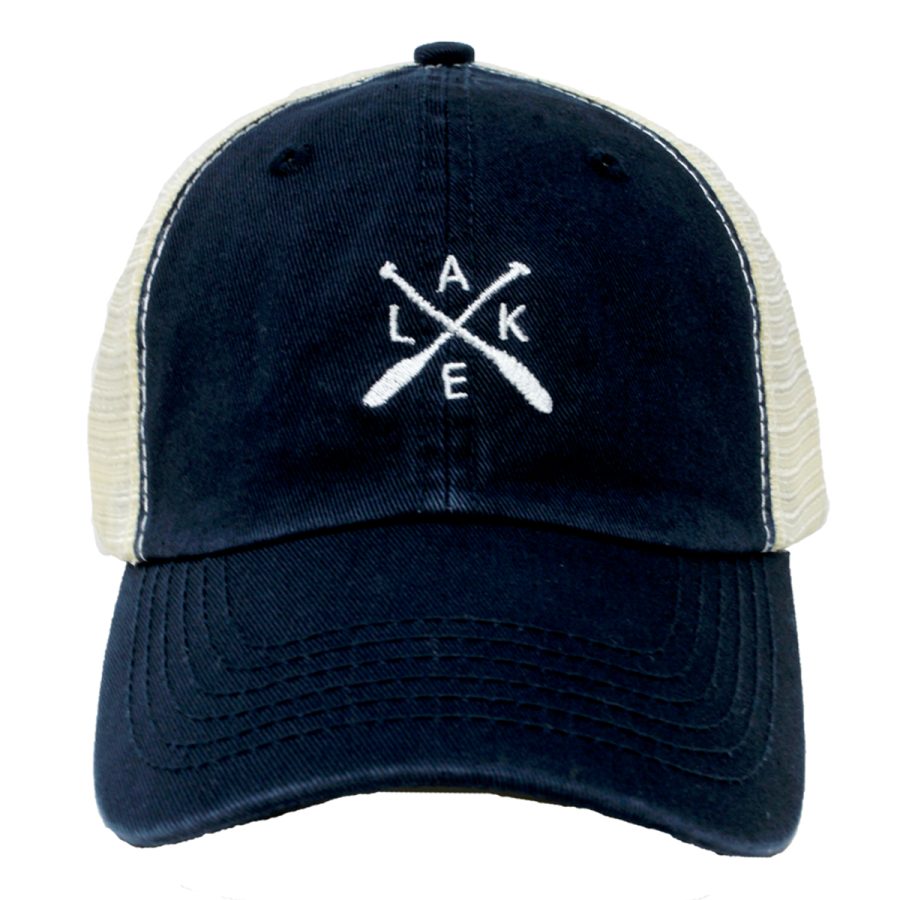 Lake Oars Mesh Back Ponyflo Baseball Cap - Navy/1SFM