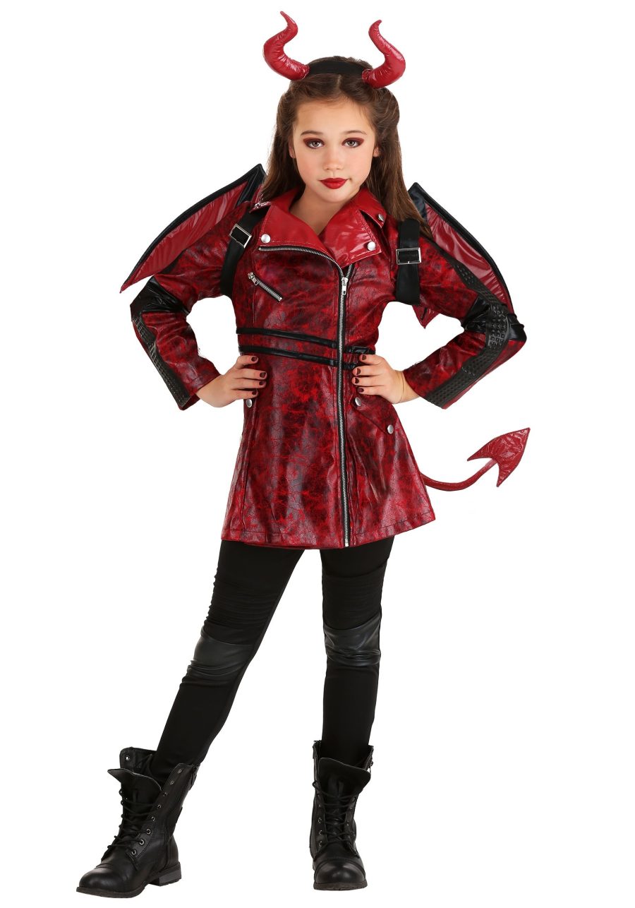 Leather Devil Girls Costume