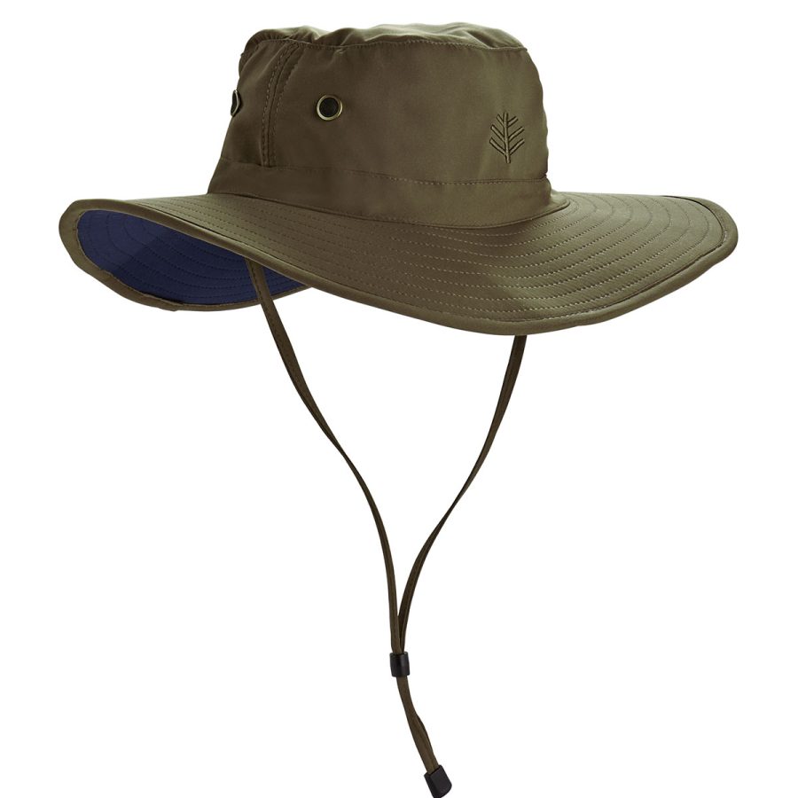 Leo Shapeable Wide Brim Outback Hat - Khaki/Navy / S/M