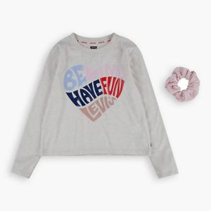 Levi's Big Girls (7-16) Long Sleeve Graphic T-Shirt and Scrunchie Set