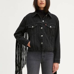 Levi's Ex-Boyfriend Fringe Trucker Jacket - Women's 2XS