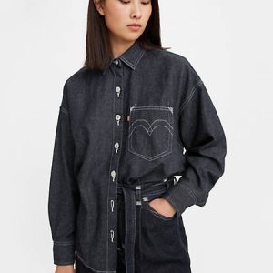 Levi's Red Button-Up Denim Shirt - Women's L