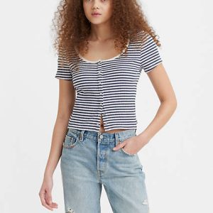 Levi's Short Sleeve Britt Snap Front Top - Women's S