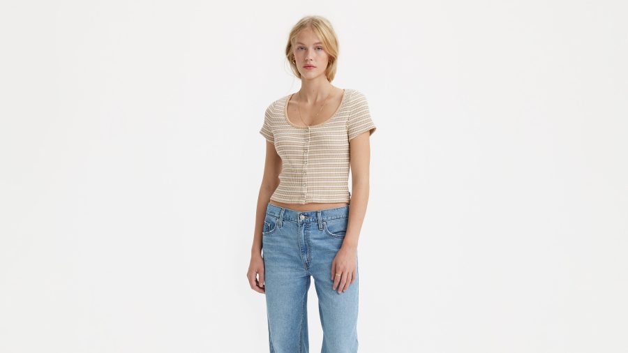 Levi's Short Sleeve Britt Snap Front Top - Women's S