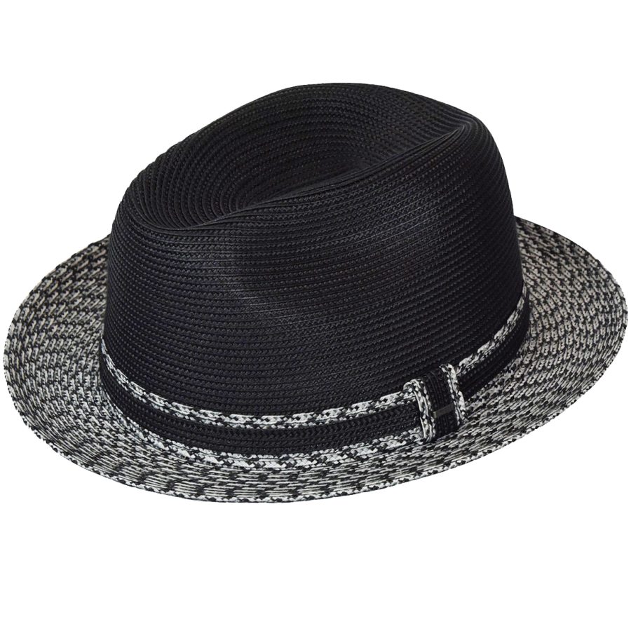 Mannesroe Braided Fedora - Black/Charcoal Multi/L