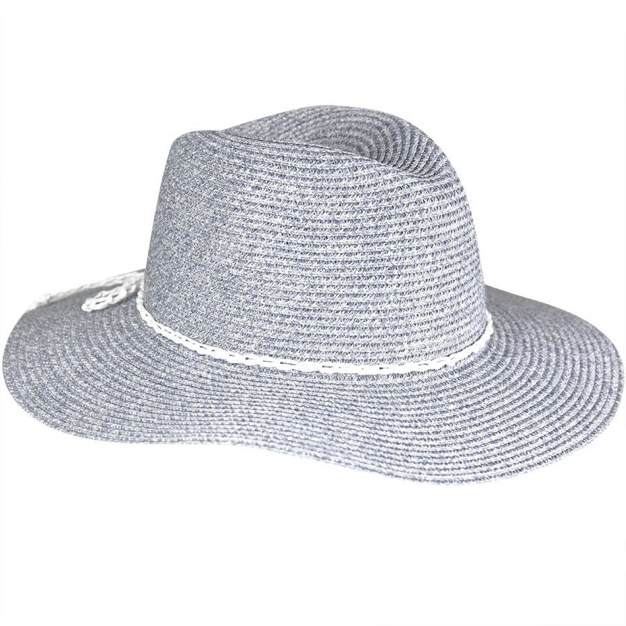 Marled Straw Fedora - Denim Blue/1SFM