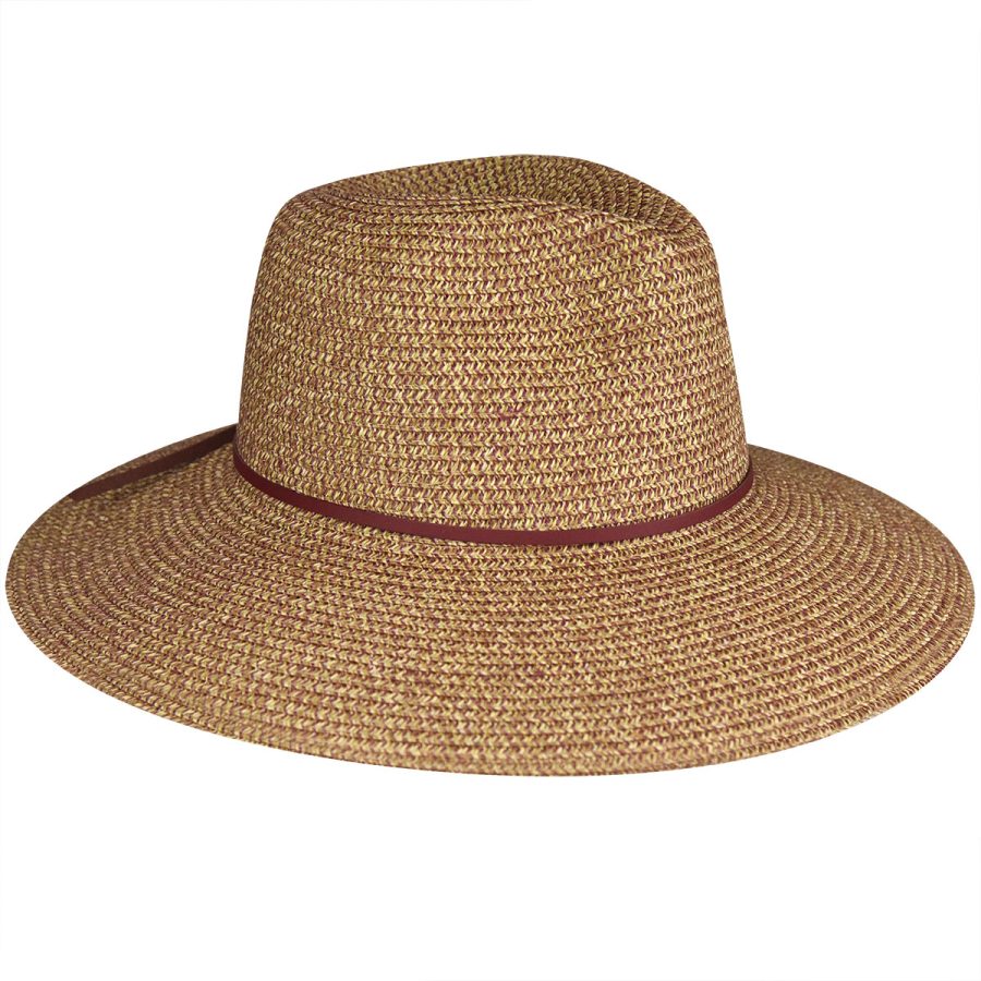 Marled Straw PU Band Fedora - Brown/1SFM