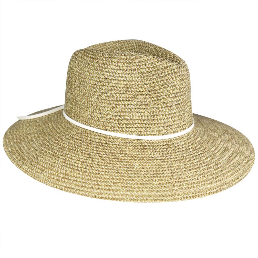 Marled Straw PU Band Fedora - Off White/1SFM