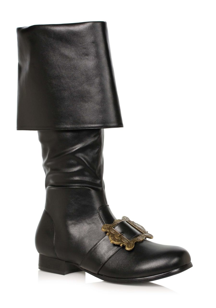 Men's Black Pirate Buckle Boots