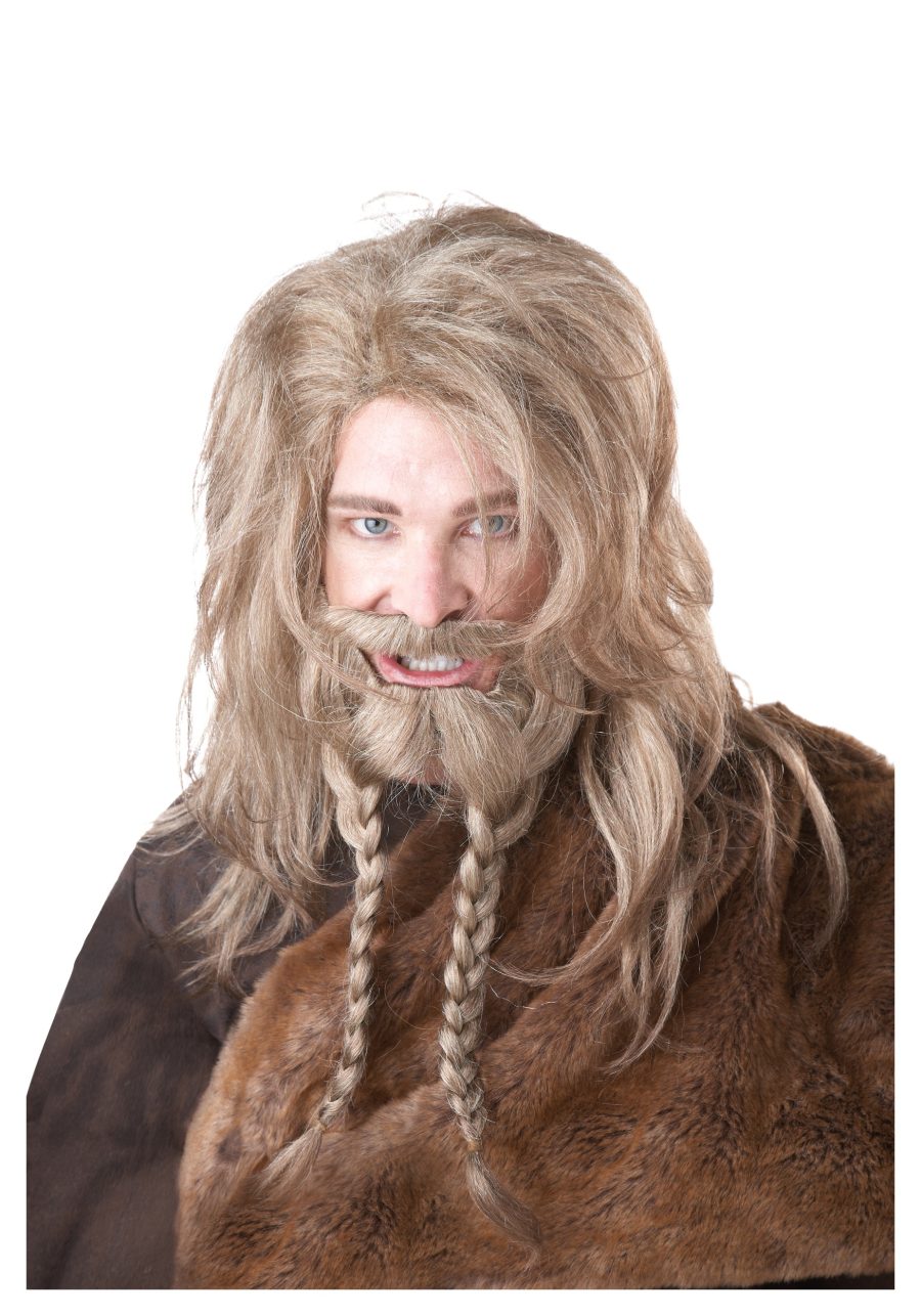 Men's Blonde Viking Wig Beard and Mustache