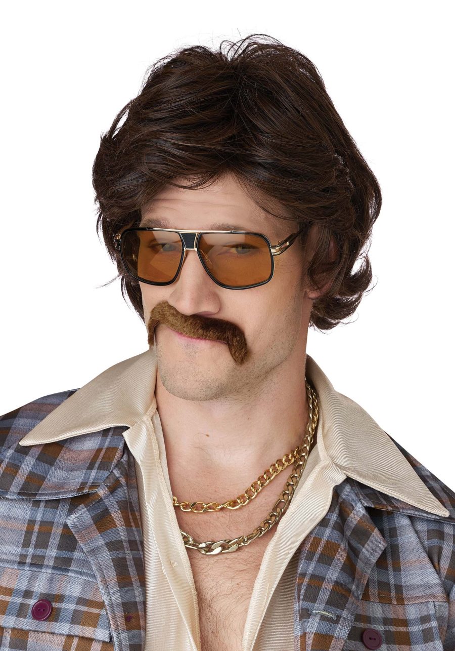 Men's Disco Daddy Costume Wig and Mustache