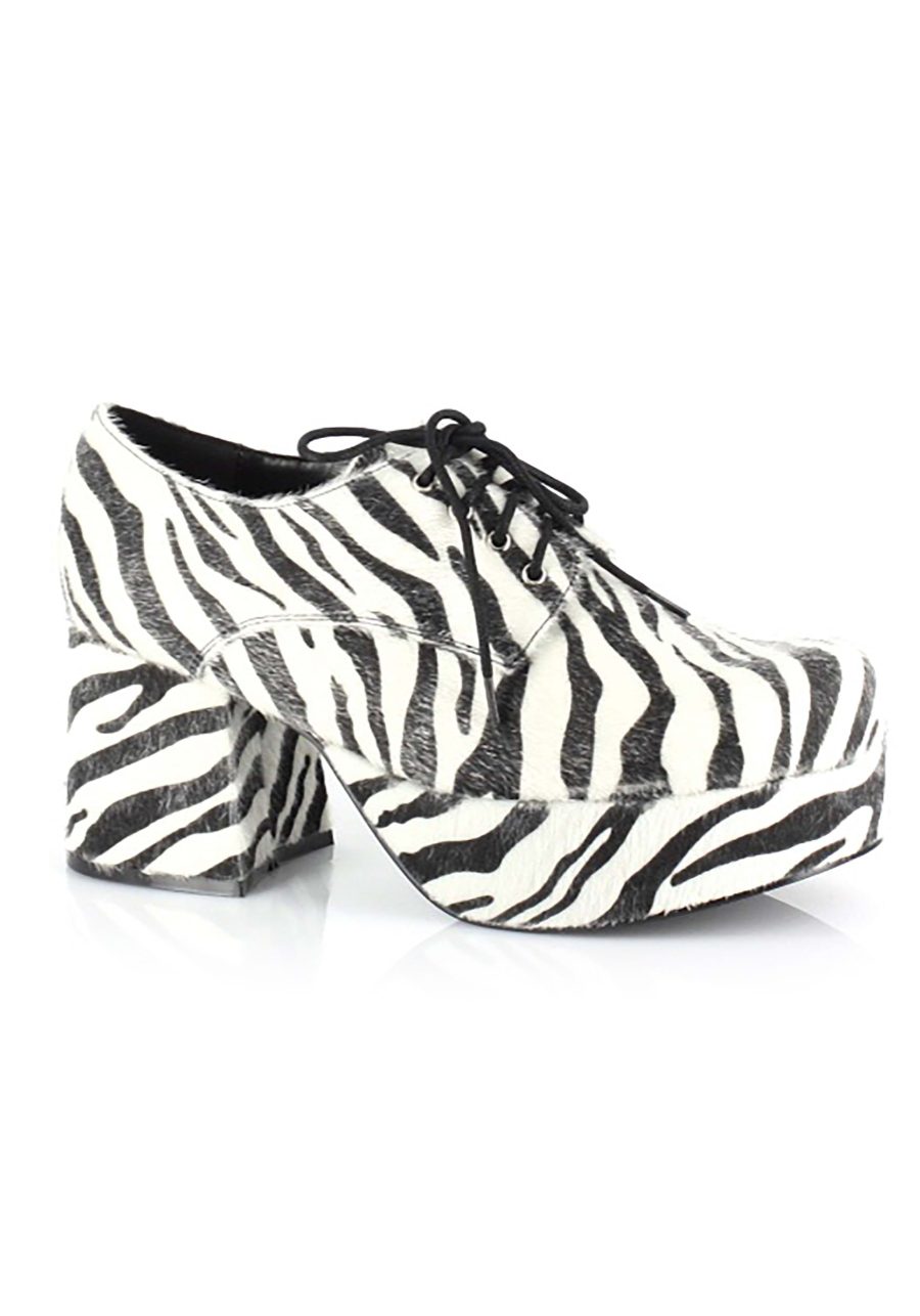 Men's Zebra Hologram Pimp Shoes