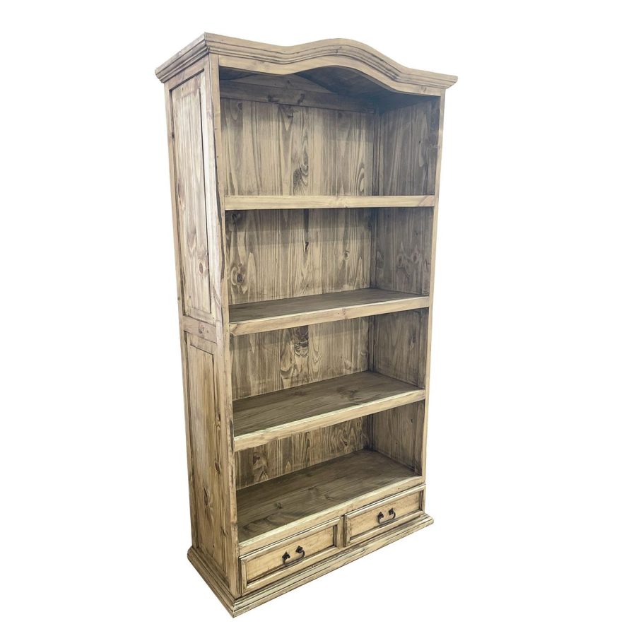 Mexican Rustic Pine Bonnet Top Bookcase