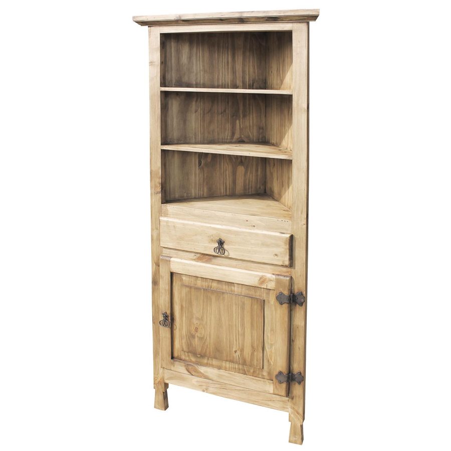 Mexican Rustic Pine Corner Cabinet