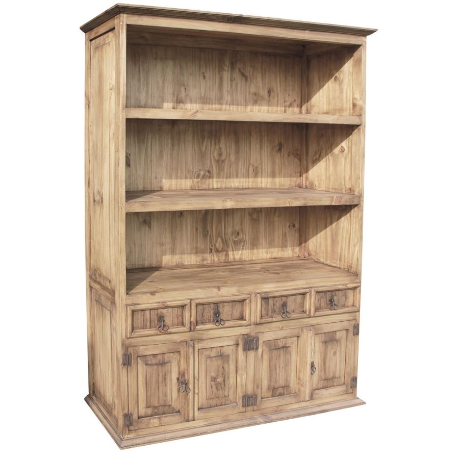 Mexican Rustic Pine Four-Door Bookcase