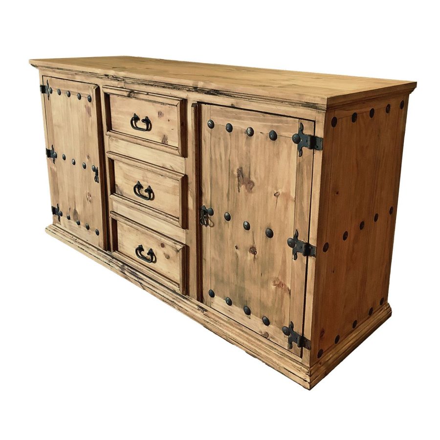 Mexican Rustic Pine Large Colonial Sideboard